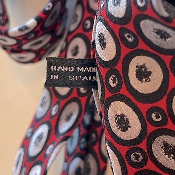 Missoni Designer Handmade Silk Necktie Red Black & Silver - Picture 5 of 5